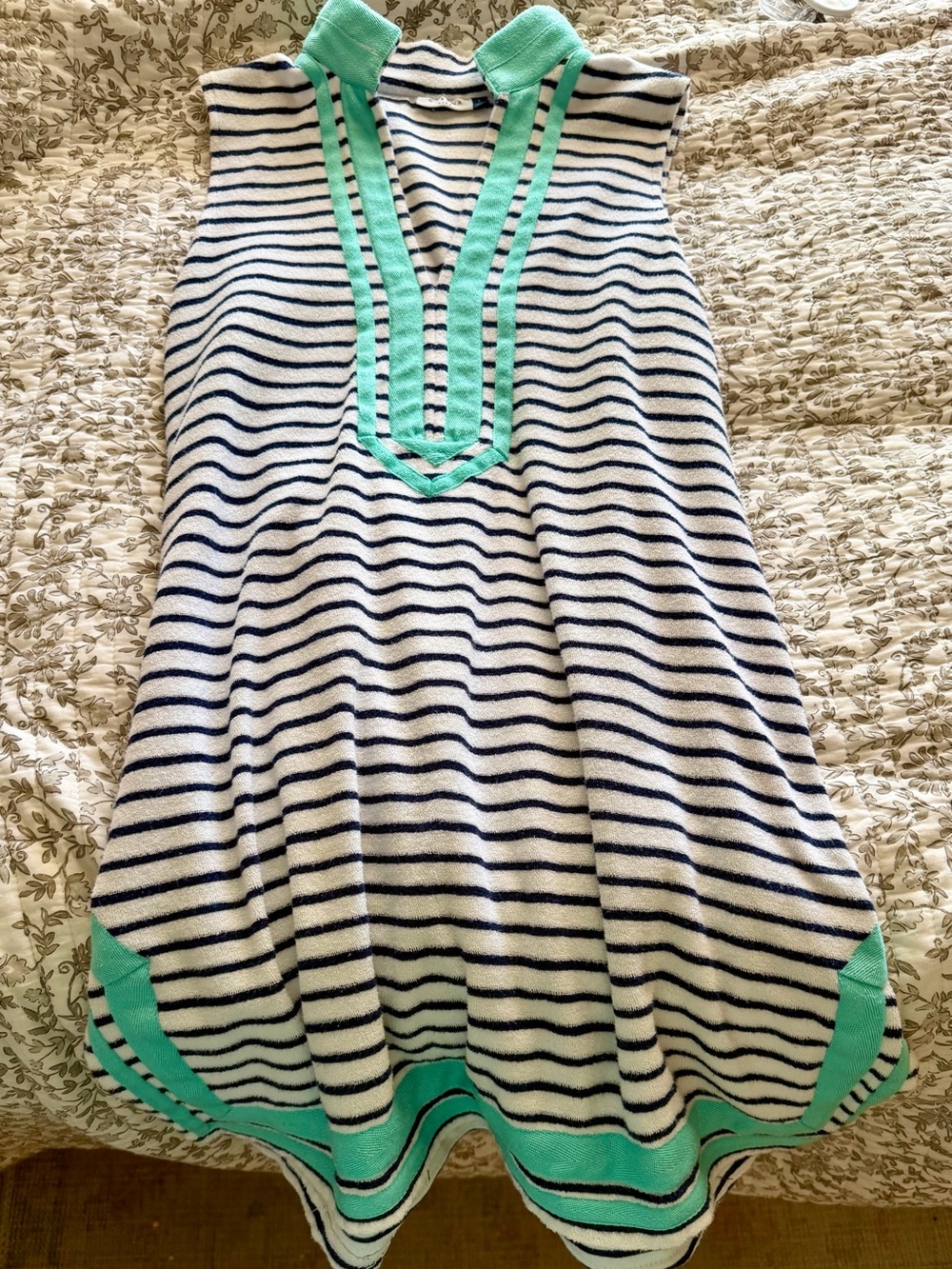 Cabana life Striped Sleeveless Sundress with Mint Trim